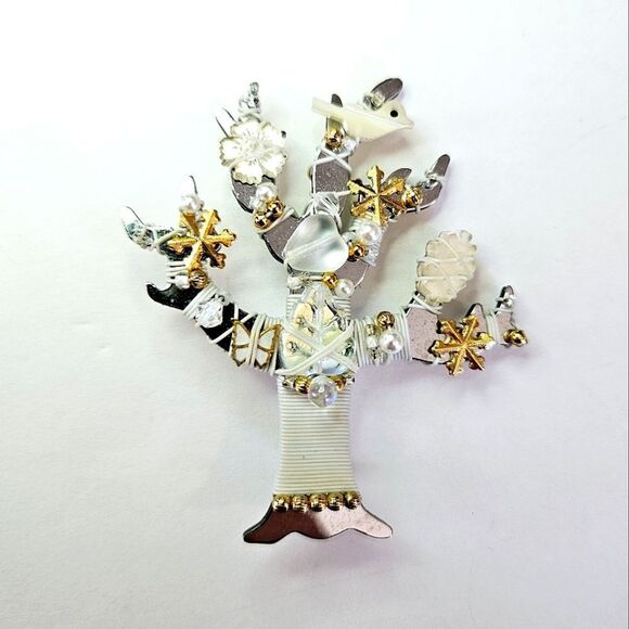 Liztech Vintage Signed Jill Elizabeth '99 Tree Of Life Handmade Wire Brooch Pin - Picture 1 of 12